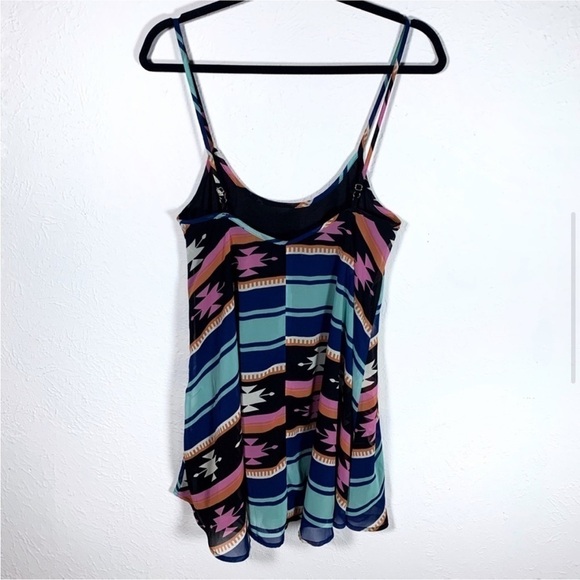 Show Me Your Mumu Peta‎ Mini Dress Blue Southwestern Geometric Boho Print Medium - Picture 5 of 7